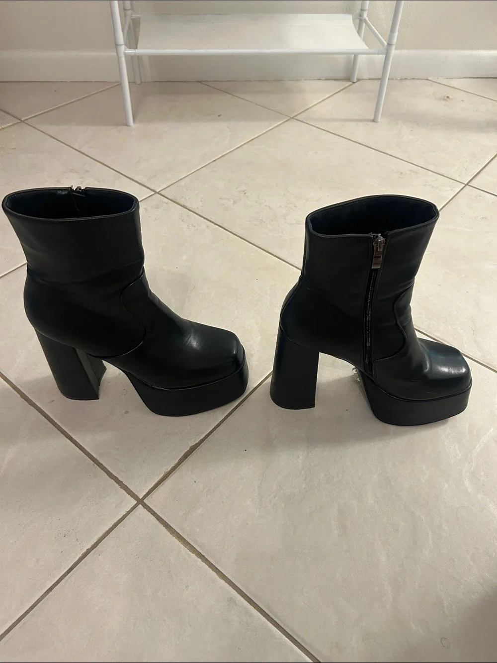 SHEIN Black Platform Chunky Heel Ankle Boots